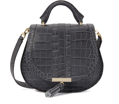 Demellier Women's Mini Venice Croc-embossed Leather Saddle Bag In Grey Croc Print Se