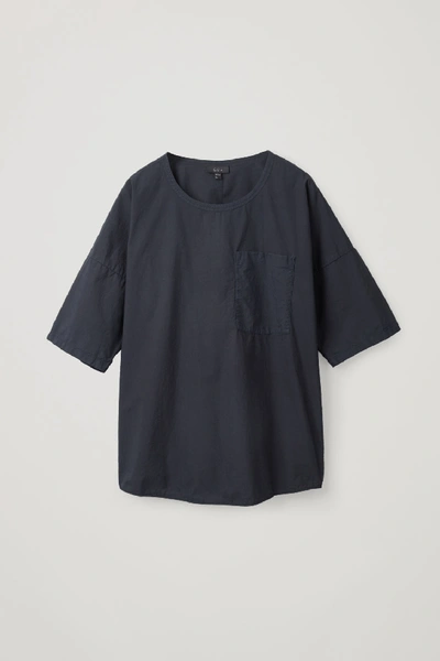 Cos Relaxed Woven T-shirt In Blue