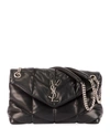 Saint Laurent Lou Puffer Small Ysl Shoulder Bag In Quilted Leather In Black