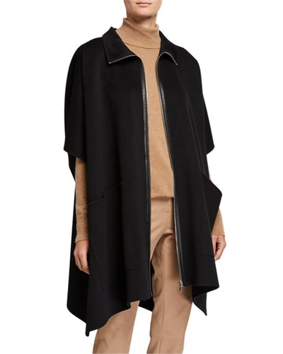 Lafayette 148 Zip-front Luxe Cashmere Poncho In Black