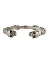 ALEXANDER MCQUEEN MEN'S TEXTURED TWIN SKULLS CUFF BRACELET,PROD222650440