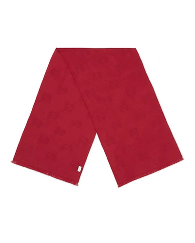 Gucci Wool Gg Jacquard Scarf In Bordeaux