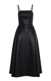 ANOUKI CRYSTAL-EMBELLISHED LEATHER-EFFECT MIDI DRESS,ARE20/N12DRBK