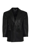 ANOUKI DOUBLE-BREASTED LEATHER-EFFECT BLAZER,ARE20/N01BZBK