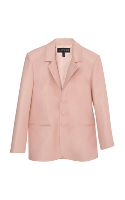 Anouki Single-breasted Leather-effect Blazer In Pink