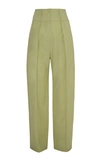 ANOUKI PIN TUCKED WOOL-EFFECT WIDE-LEG PANTS,ARE20/I09PALM