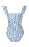 Agua By Agua Bendita Nativa Ruffled Printed Swimsuit In Print