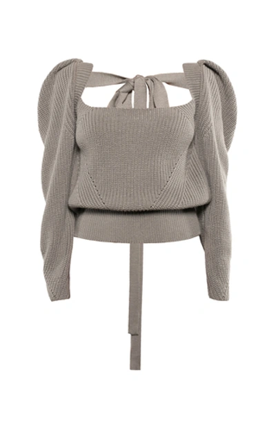 Anna October Women's Rachel Tie-accented Wool-blend Sweater In Grey