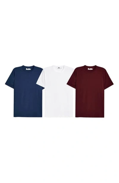 Topman 3-pack Classic Fit Crewneck T-shirts In Navy/ White/ Red