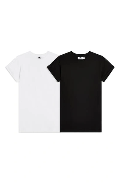 Topman 2-pack Classic Fit Roller Sleeve T-shirts In Black/ White