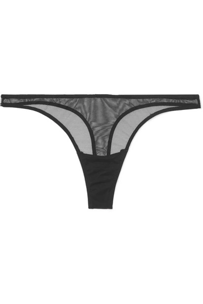 The Great Eros Canova Stretch-tulle Thong In Black