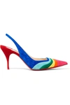 CHRISTIAN LOUBOUTIN DEGRADAMA 80 PANELED SUEDE SLINGBACK PUMPS