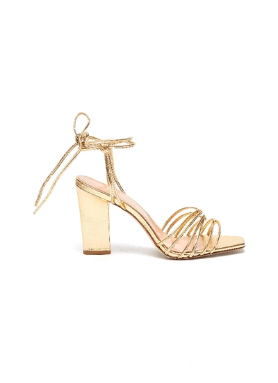 Aeyde 'daisy' Strappy Metallic Leather Sandals In Gold