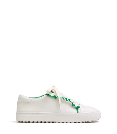 Tory Sport Golf Ruffle Sneaker In Snow White/snow White Vineyard