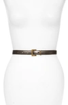 SAINT LAURENT YSL LOGO METALLIC LEATHER BELT,55446509E0W