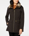 FRENCH CONNECTION LEOPARD-PRINT FAUX-FUR-TRIM HOODED RAINCOAT