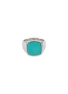 TOM WOOD 'CUSHION TURQUOISE' SILVER SIGNET RING - SIZE 56