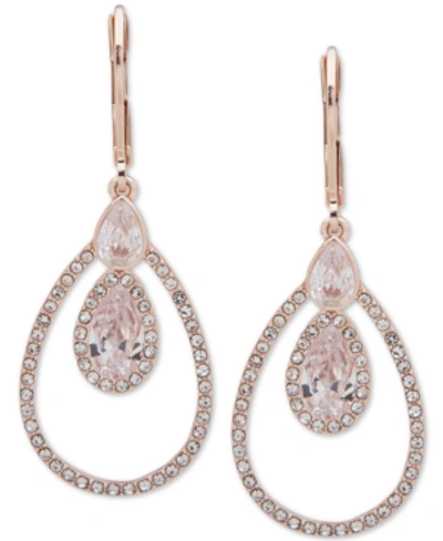 Anne Klein Rose Gold-tone Crystal Orbital Drop Earrings