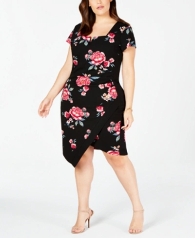 Almost Famous Trendy Plus Size Cutout Bodycon Dress In Black Floral