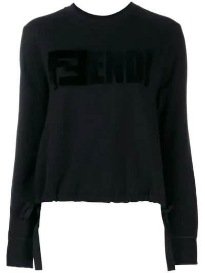 Fendi Logo Sweatshirt In Black