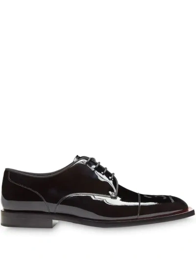 Fendi Karligraphy Motif Embroidered Oxford Shoes In Black
