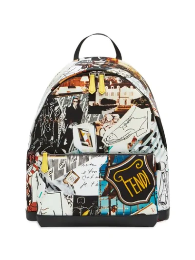 Fendi Karl Printed Nylon Backpack In Multicolor