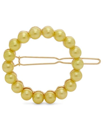 Shrimps Albia Faux Pearl Beaded Barrette Hair Clip In Yellow