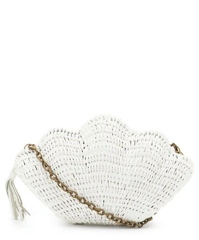 Kayu Jane Straw Shell Clutch Bag In White