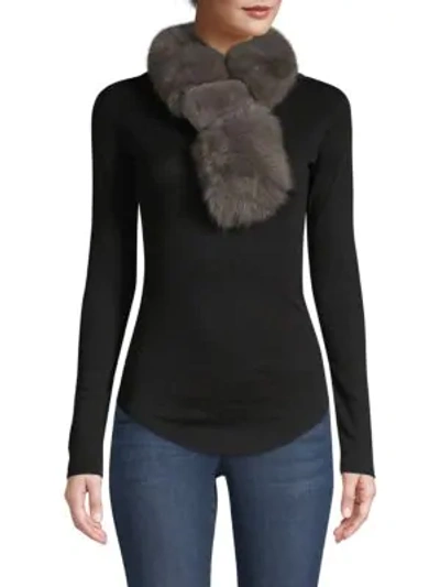 Adrienne Landau Fox & Rabbit Fur Scarf In Grey