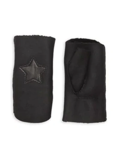 Agnelle Sherif Star-patch Shearling Gloves In Black