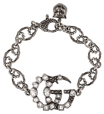 Gucci Double G Bracelet With Crystals In 0911/crystal
