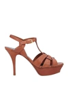 SAINT LAURENT SAINT LAURENT WOMAN SANDALS BROWN SIZE 5 SOFT LEATHER,11439985RT 13