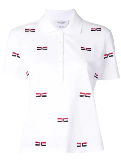 Thom Browne Bow-embroidery Polo Top In White