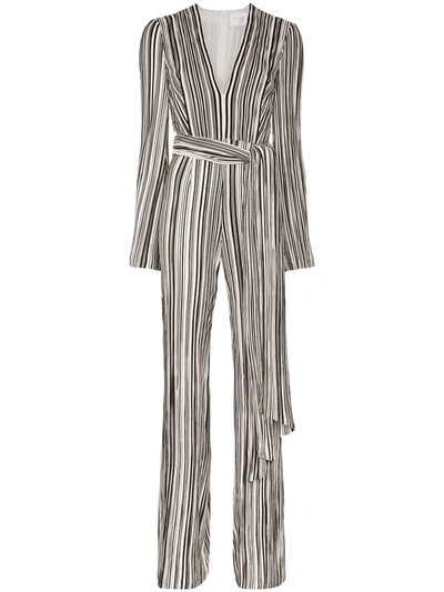 Galvan Striped All In One Jumpsuit - 黑色 In Black/white