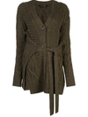 PROENZA SCHOULER Cable Knit Robe Cardigan GREEN,R1937254