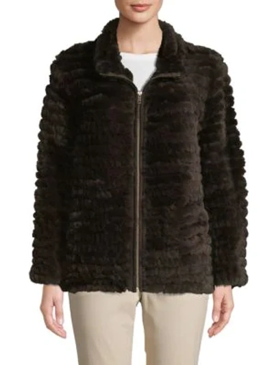 Adrienne Landau Rabbit Fur Jacket In Brown