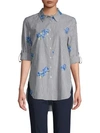 CALVIN KLEIN COLLECTION All Over Floral Embroidered Button-Front Shirt