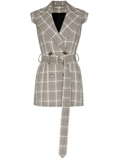 Stella Mccartney Check Belted Waistcoat In Brown