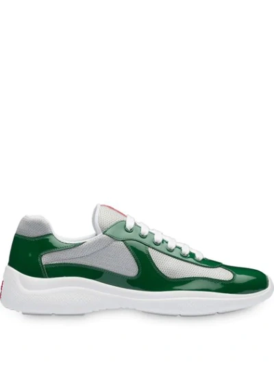 Prada Multi-panel Lace-up Sneakers In Mango Argento