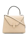 Valextra Tonal Plaque Crossbody Bag In Neutrals