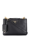 PRADA PRADA LOGO PLAQUE CLUTCH BAG - 黑色