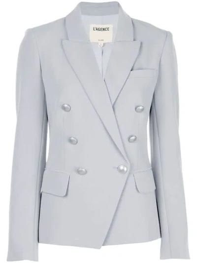 L Agence Double-breasted Blazer In Pearl Grey