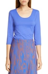 Hugo Boss Scoop Neck Stretch Jersey Top In Klein Blue