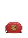 Dolce & Gabbana Devotion Embellished Quilted Leather Shoulder Bag In Rosso