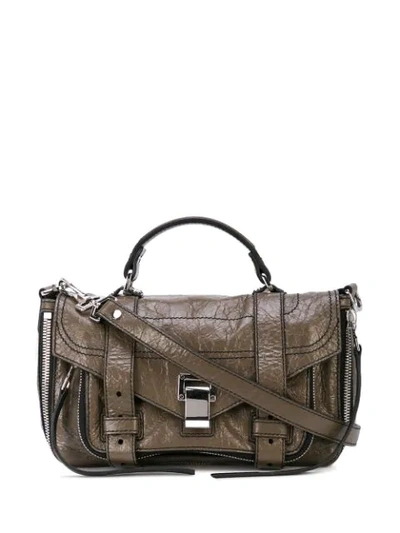 Proenza Schouler Ps1+ Tiny Zip-metallic Leather In Green