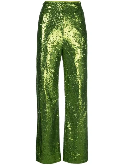 Cinq À Sept Shelby Sequin Wide-leg Trousers In Peridot