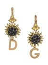 DOLCE & GABBANA CRYSTAL-EMBELLISHED LOGO PENDANT EARRINGS