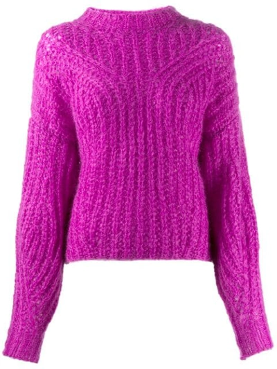 Isabel Marant Puff Sleeve Mohair & Wool Blend Sweater In Fuxia