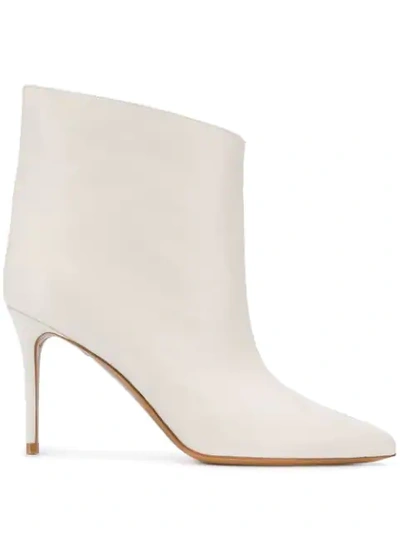 Alexandre Vauthier High Heels Ankle Boots In Beige Leather In White