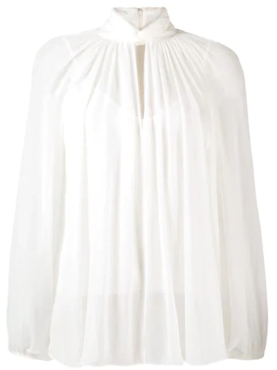 Givenchy Twist-neck Silk-chiffon Blouse In White